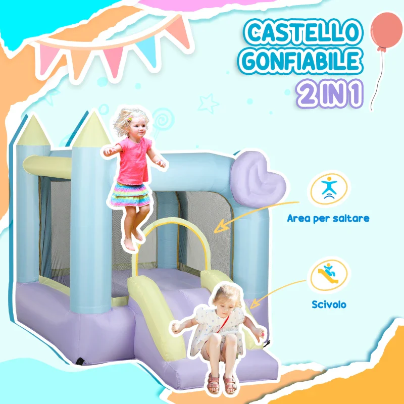 AIYAPLAY Castello Gonfiabile per Bambini 3-8 Anni con Soffiatore, Scivolo e Area di Salto, Picchetti e Borsa - Image 4