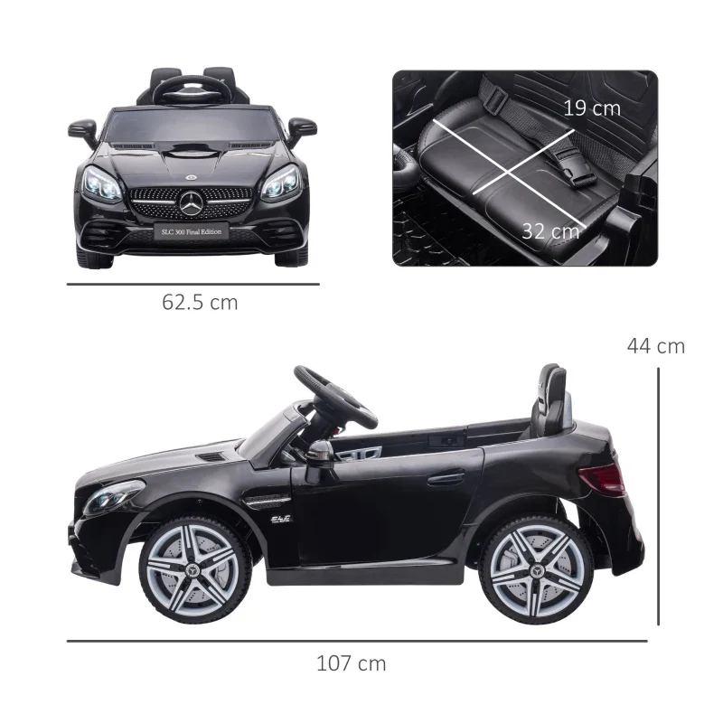 AIYAPLAY Macchina Elettrica per Bambini Licenza Mercedes SLC 300 con Telecomando, in PP e Metallo, 107x62.5x44 cm, Nero - Image 2