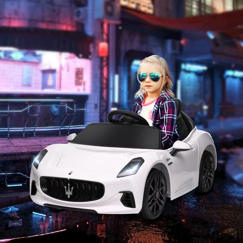 AIYAPLAY Macchina per Bambini 12V Maserati Gran Turismo Folgore con Telecomando, Età 3-5 Anni, Bianco - Image 2