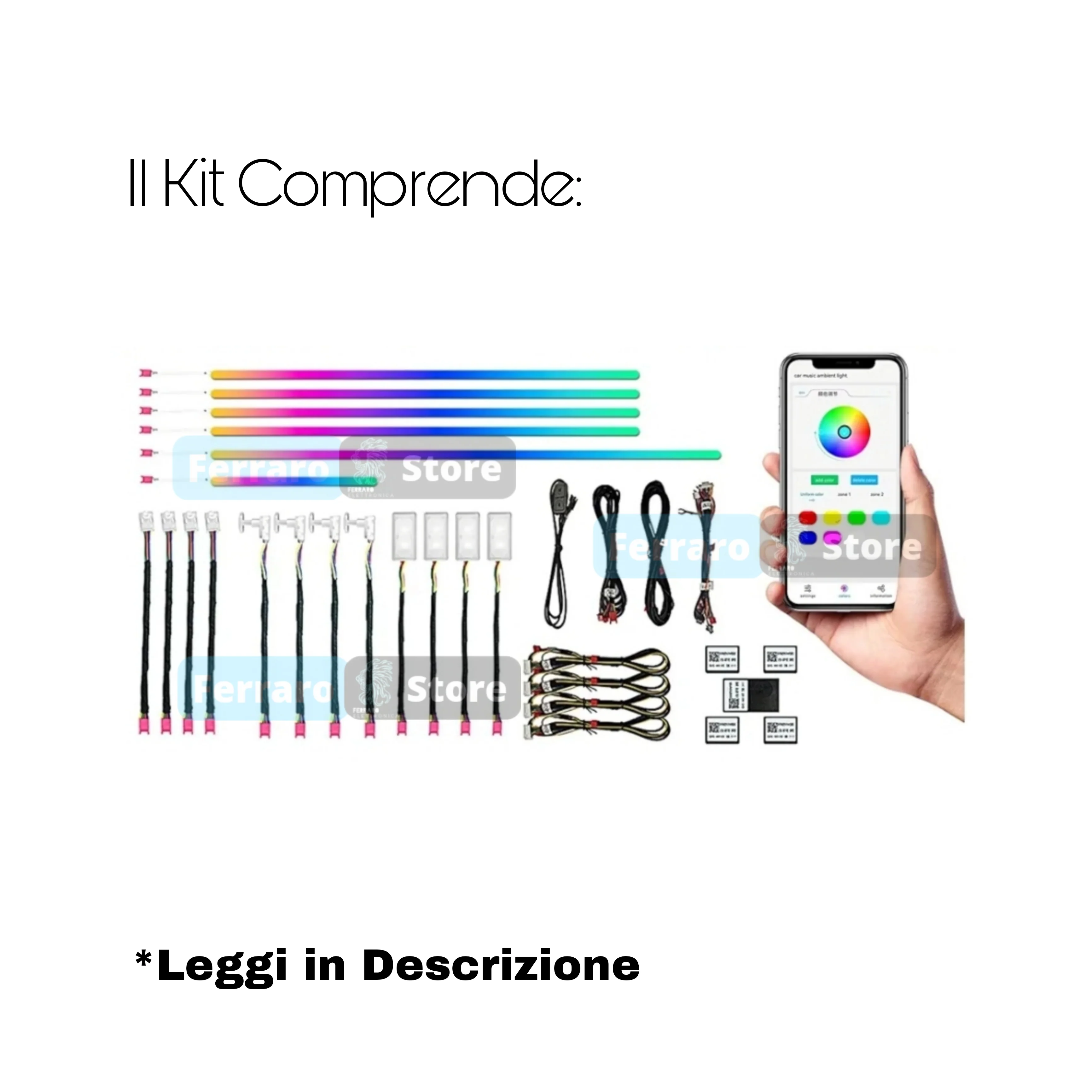 Ambient Light per Mercedes Classe A w176, Universale, Luci Ambiente con Comando da App, RGB Led, Led Dinamico - Image 10