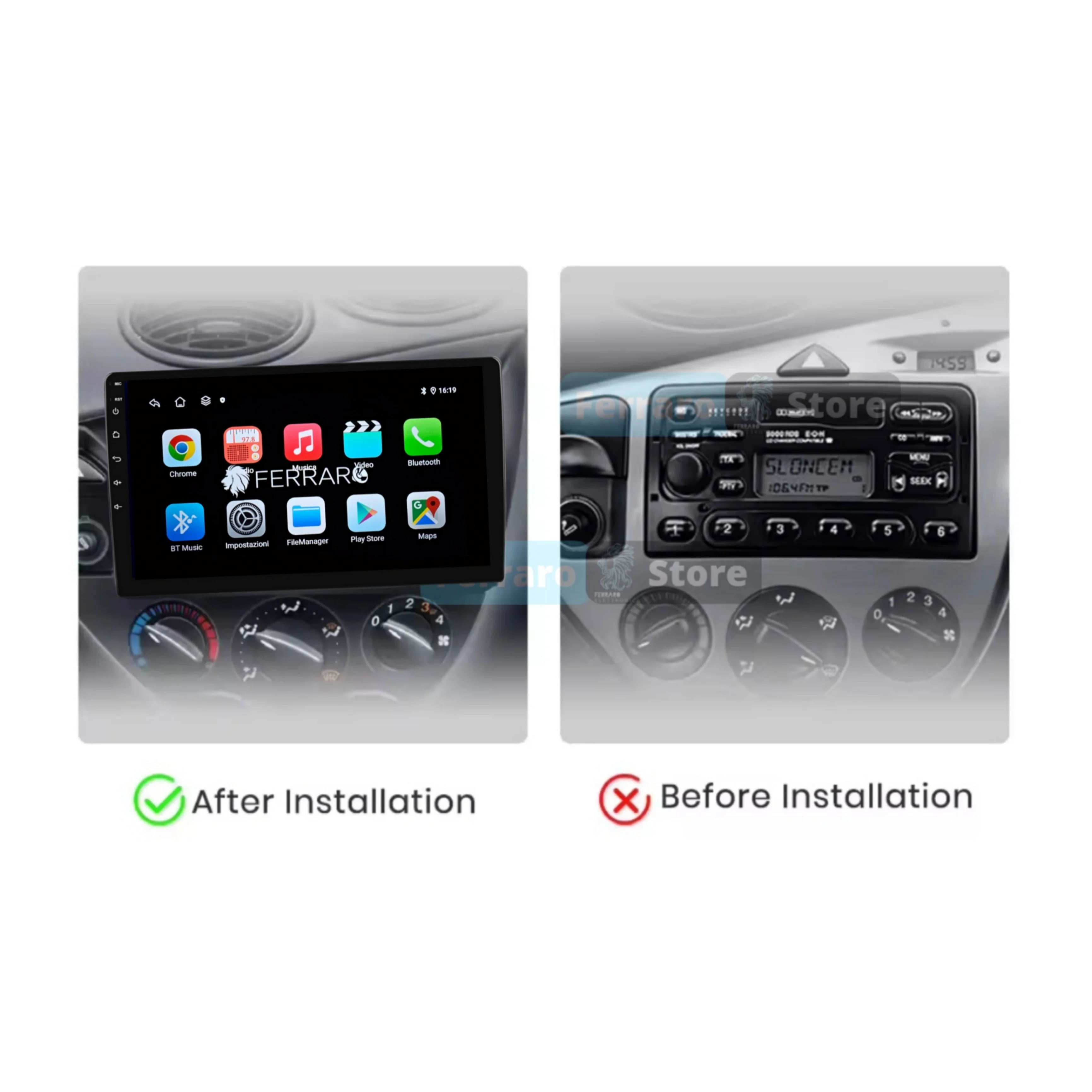 Autoradio per Ford Fiesta, Focus MK1 9" (1995-2005) Android, Bluetooth, CarPlay, Android Auto, 2GB/4GB/6GB/8GB Ram - Image 2
