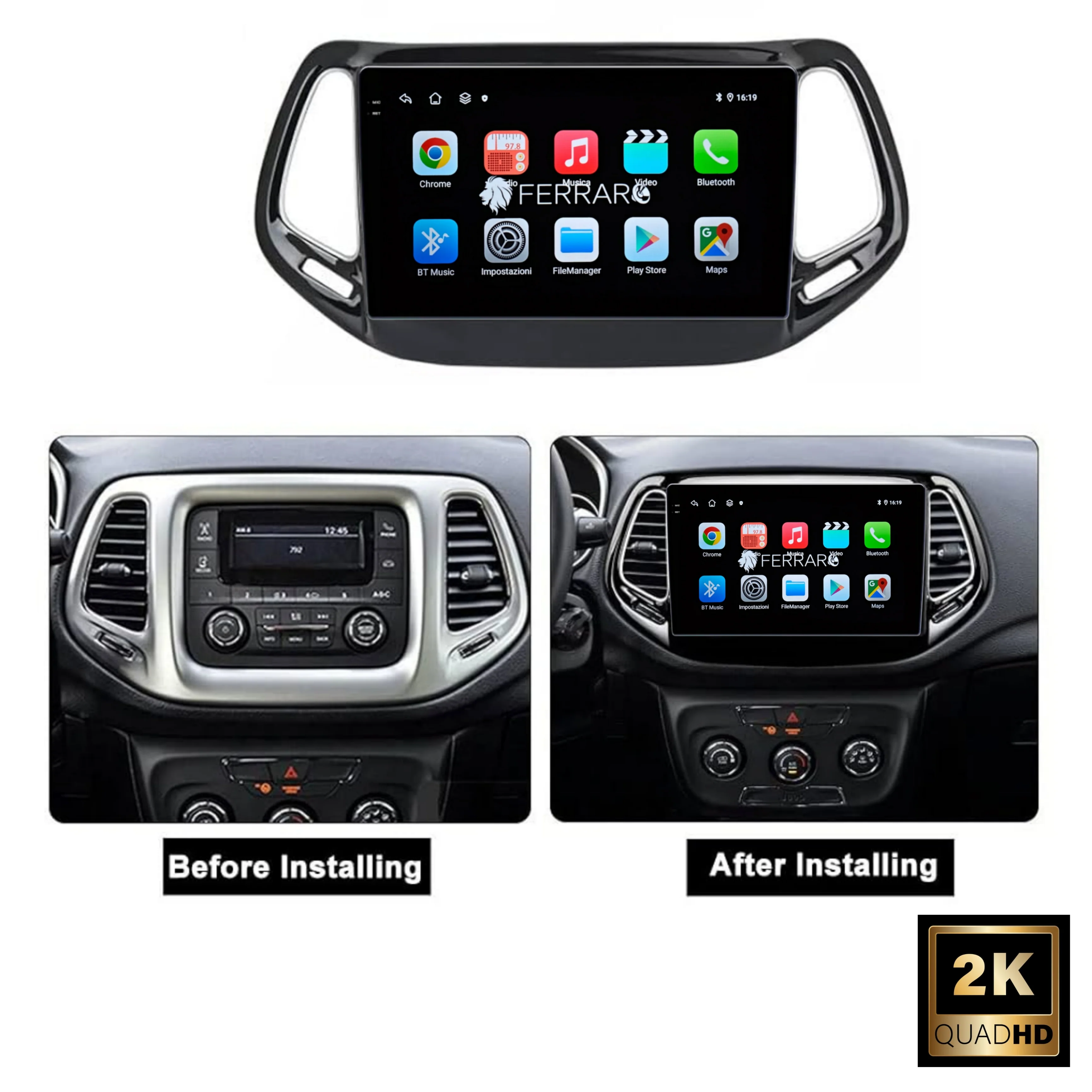 Autoradio per Jeep Compass 10.1" 2K | Dal 2017> | Android | Bluetooth | CarPlay | Android Auto | 4/64GB Ram - Image 2