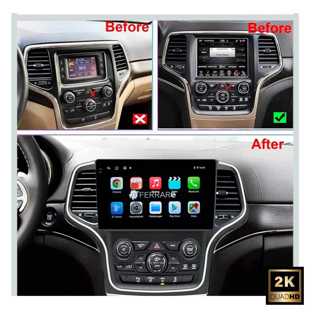 Autoradio per Jeep Grand Cherokee (WK2) Restyling (2014-2021) 9" 2K, Android, Bluetooth, CarPlay, Android Auto, 12/256GB Ram - Image 4