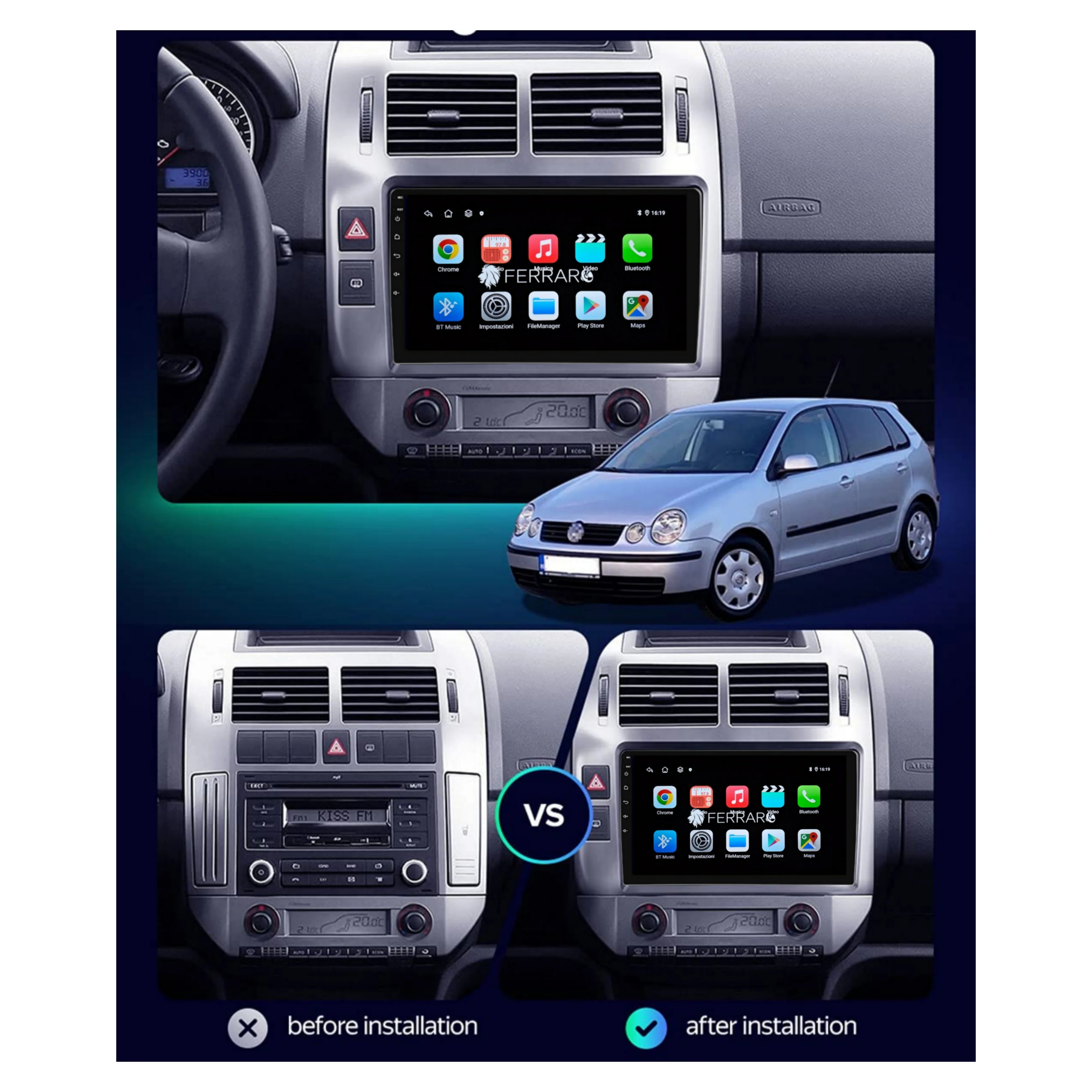 Autoradio per Volkswagen Polo 9" | 2001-2009 | Android | Bluetooth | CarPlay | Android Auto | 2GB/4GB/6GB/8GB Ram - Image 4