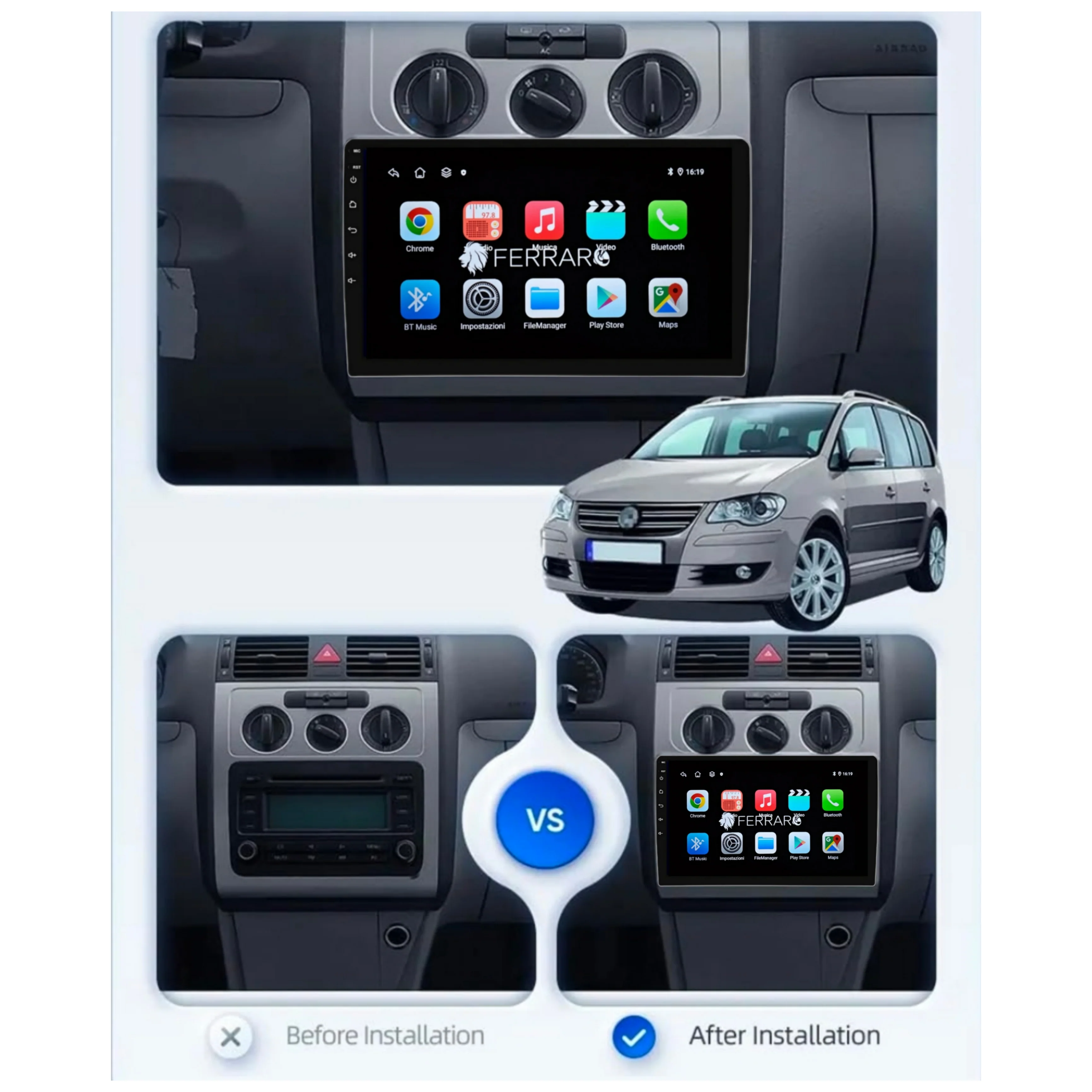 Autoradio per Volkswagen Touran 10.1" | 2003-2010 | Android | Bluetooth | CarPlay | Android Auto | 2GB/4GB/8GB Ram - Image 5