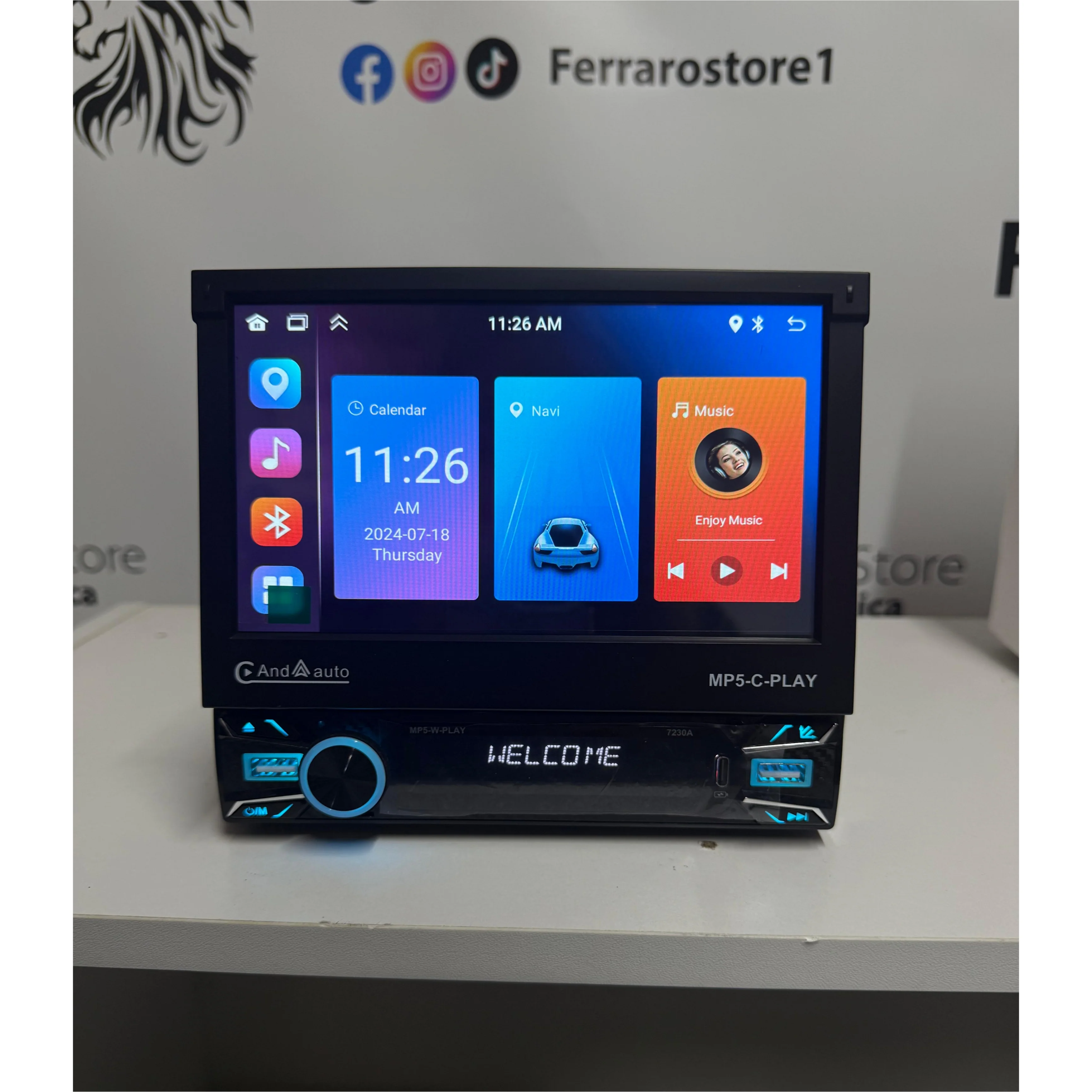 Autoradio Universale Motorizzato | 1Din 7"Pollici | Android | Bluetooth | CarPlay | Android Auto | 2/64GB Ram - Image 3