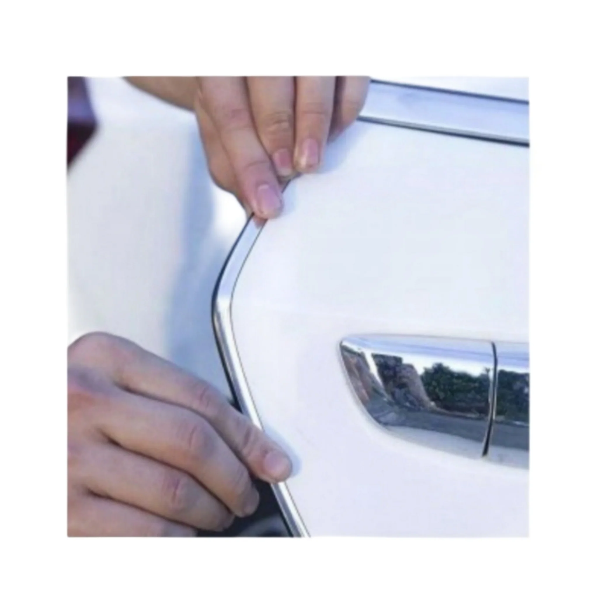 Copriprofilo Portiera Auto, Striscia Profilo, Tuning cromato in PVC Silver, 5m