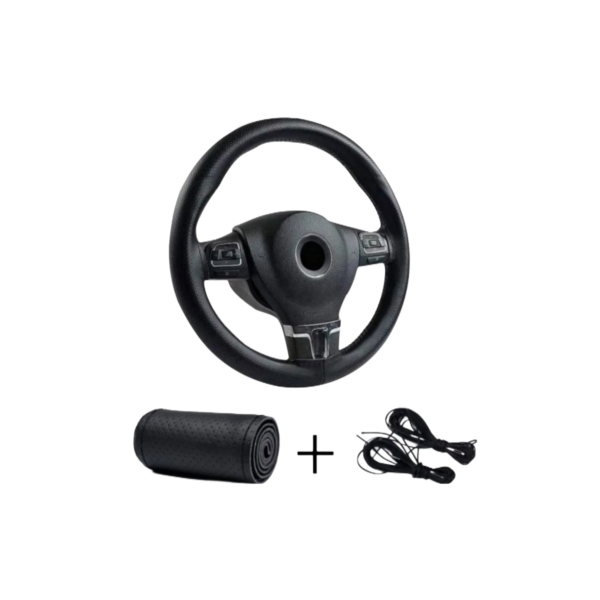 Coprivolante Universale, In morbida Similpelle, Diametro 38, Colore Nero, Ago & Filo da Cucire