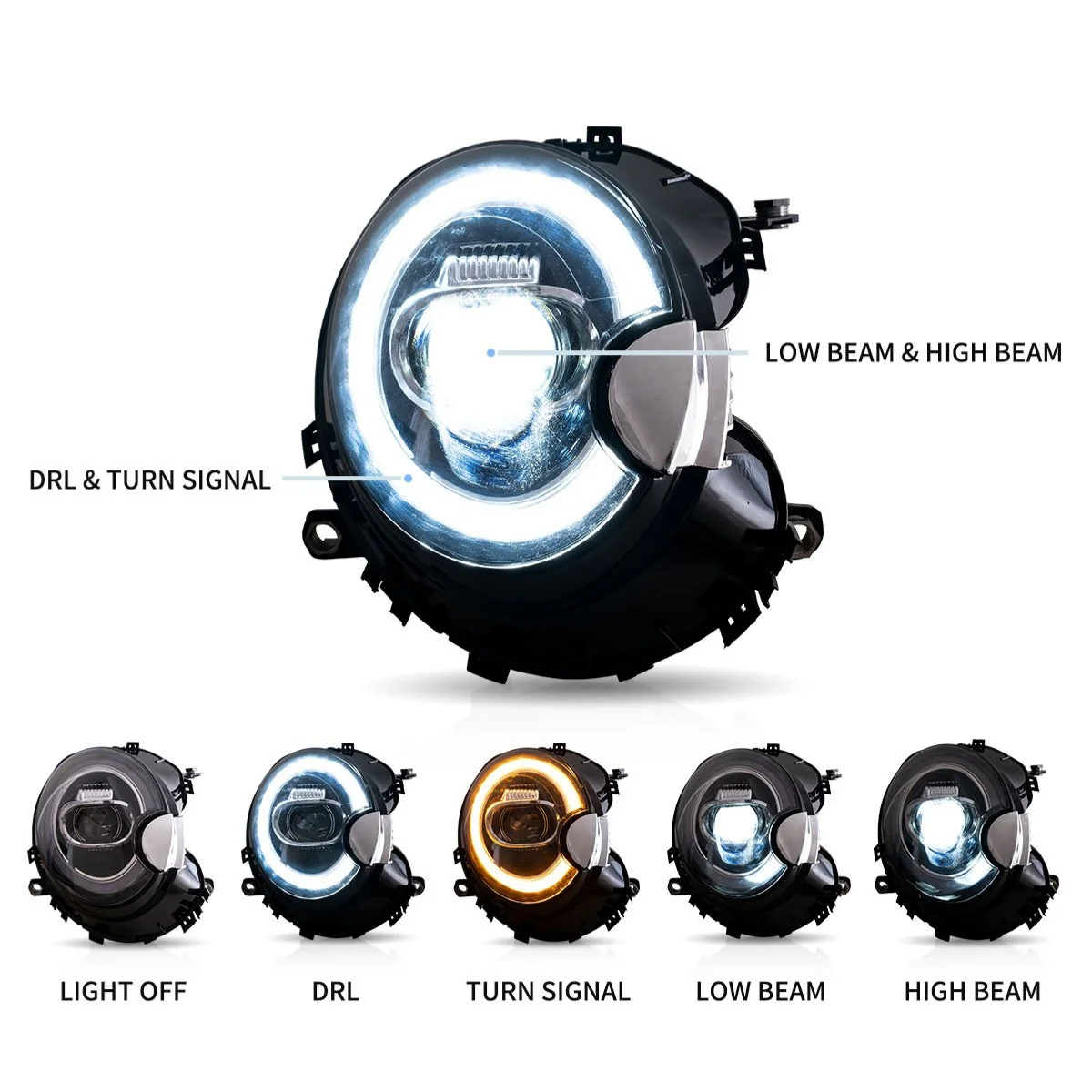Fanali Anteriore Completo per BMW Mini Cooper S R55, R56, R57, R58, R59 (2007-2014) a LED - Image 8