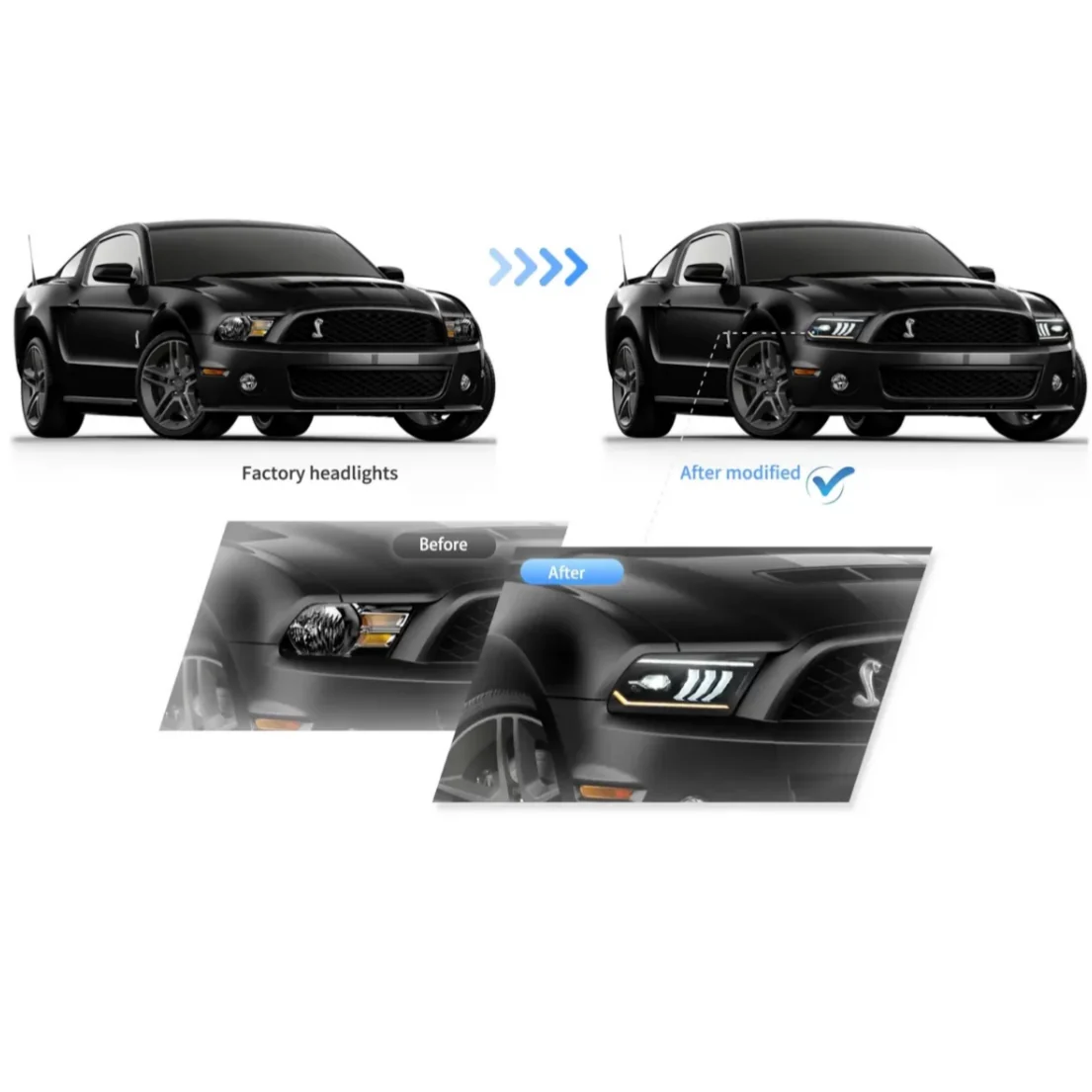 Fanali Anteriore Completo per Ford Mustang 5ª Serie (2005-2009) a LED - Image 5
