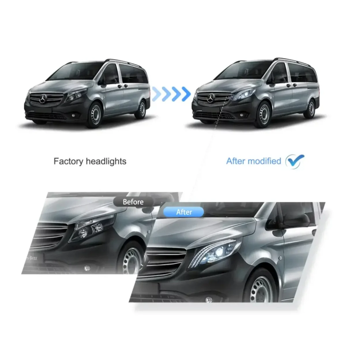 Fanali Anteriore Completo per Mercedes Vito W447 (2016-2023) a LED - Image 2