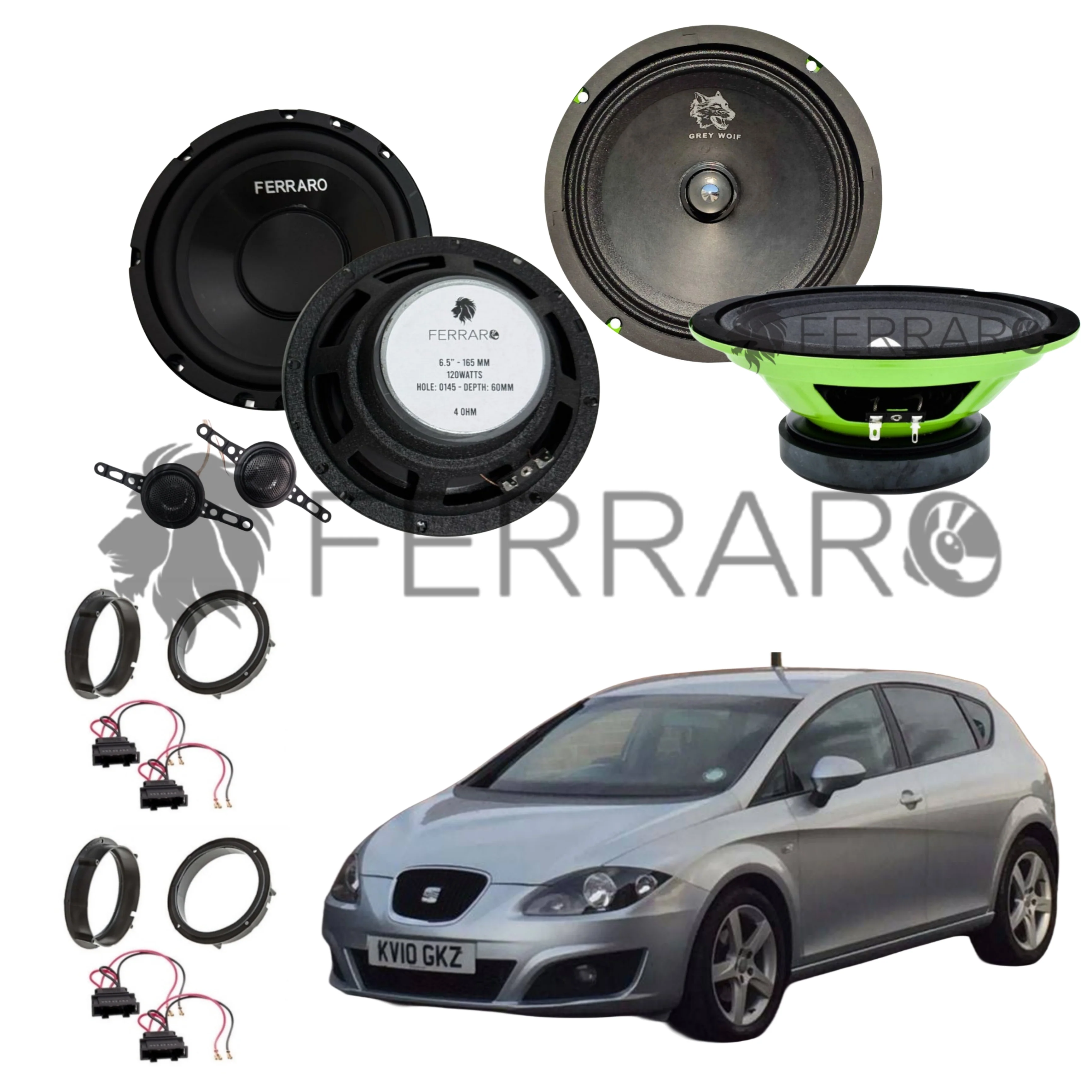 FerraroStore Kit 6 Altoparlanti | PV165.3 | ASK-165.2 | Ant/Post | Seat Leon MK2 (2005-2012)