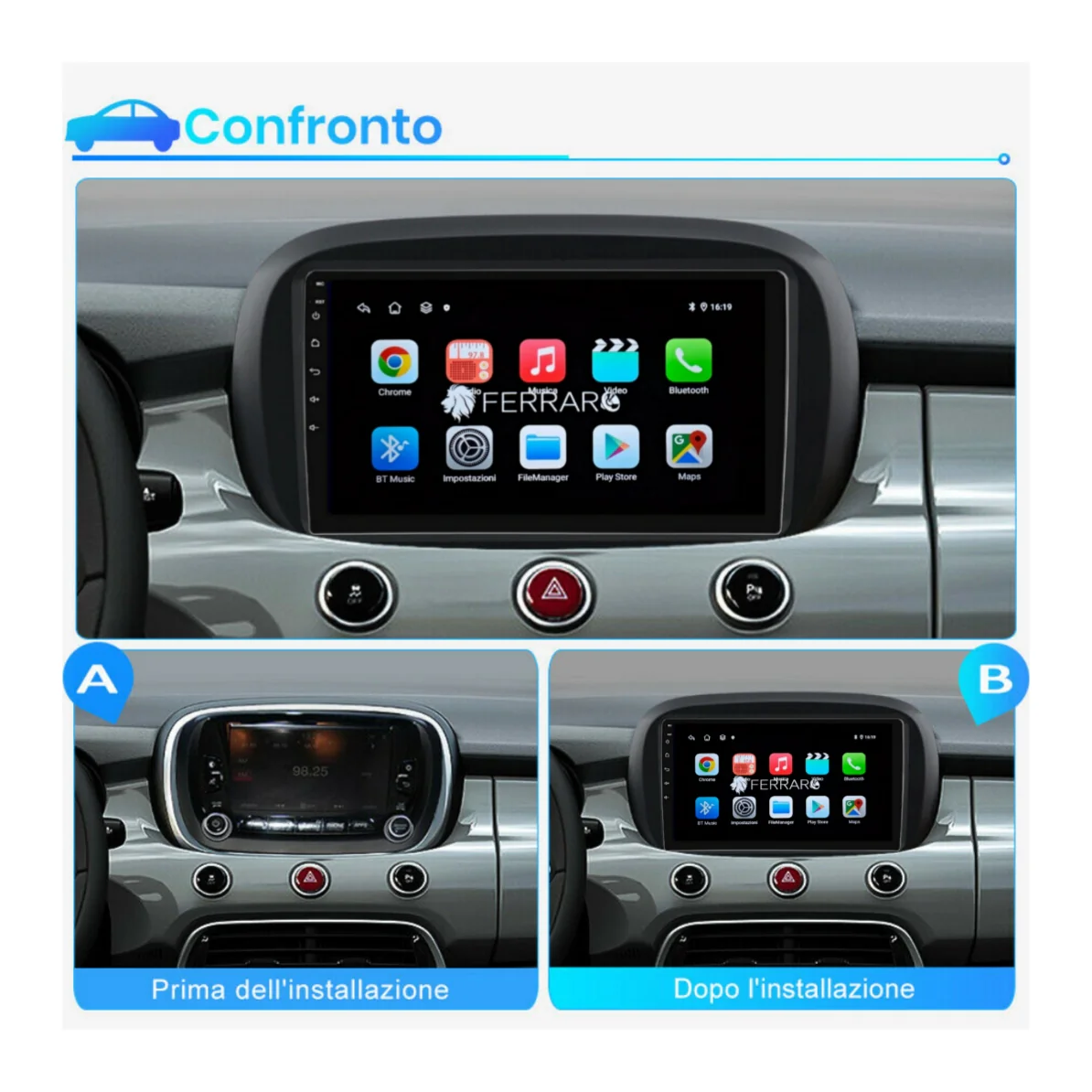 Autoradio per Fiat 500x 9" | 2014-2022 | Android | Bluetooth | CarPlay | Android Auto | 2GB/4GB/6GB/8GB Ram - Image 4
