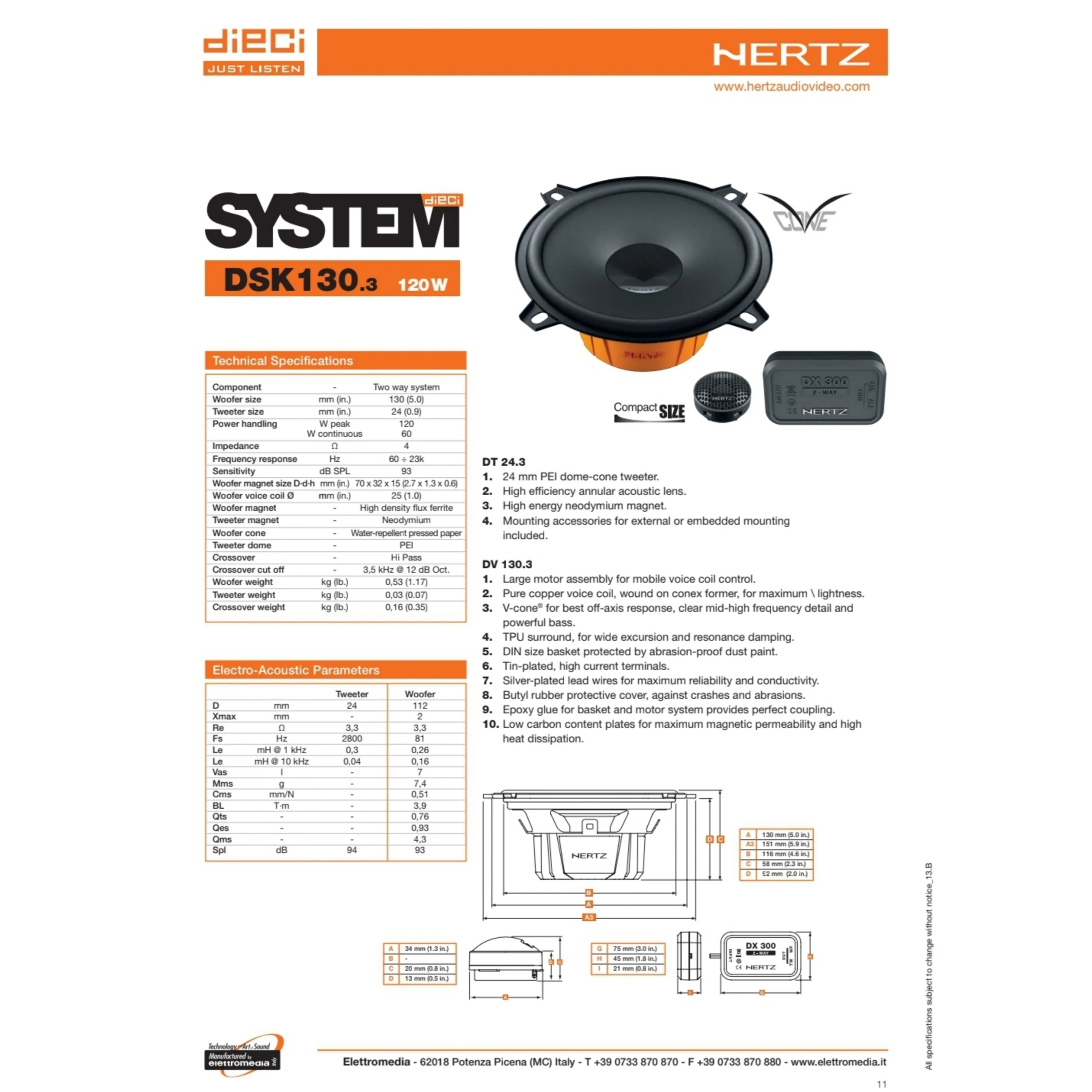 Hertz Kit 6 Casse | DCX 130.3 | DSK 130.3 | Ant/Post | Renault Clio 2ª/3ª Serie - Image 5