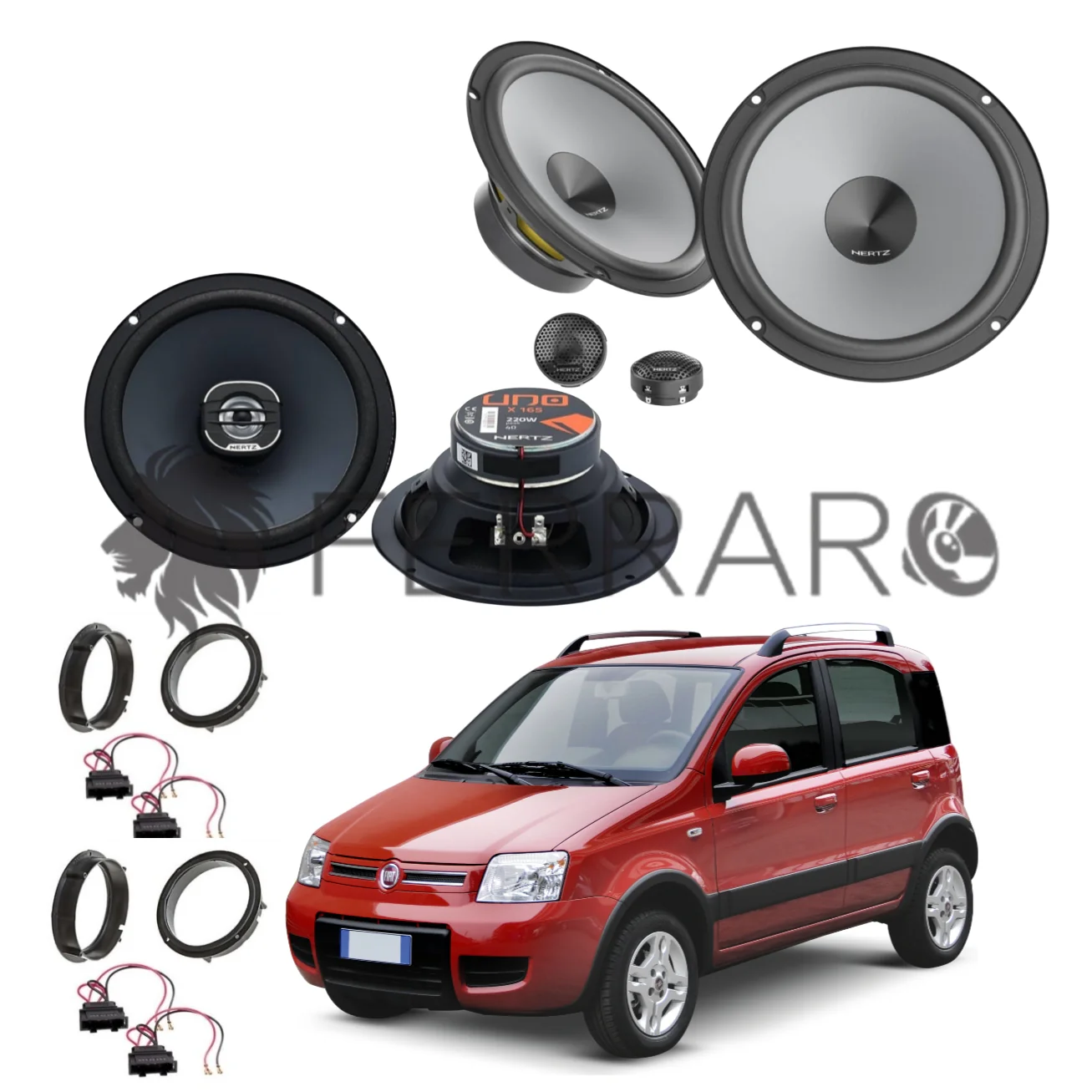 Hertz Kit 6 Casse, K 165, X 165, Ant/Post, Fiat Panda 2ª Serie (2003-2013)