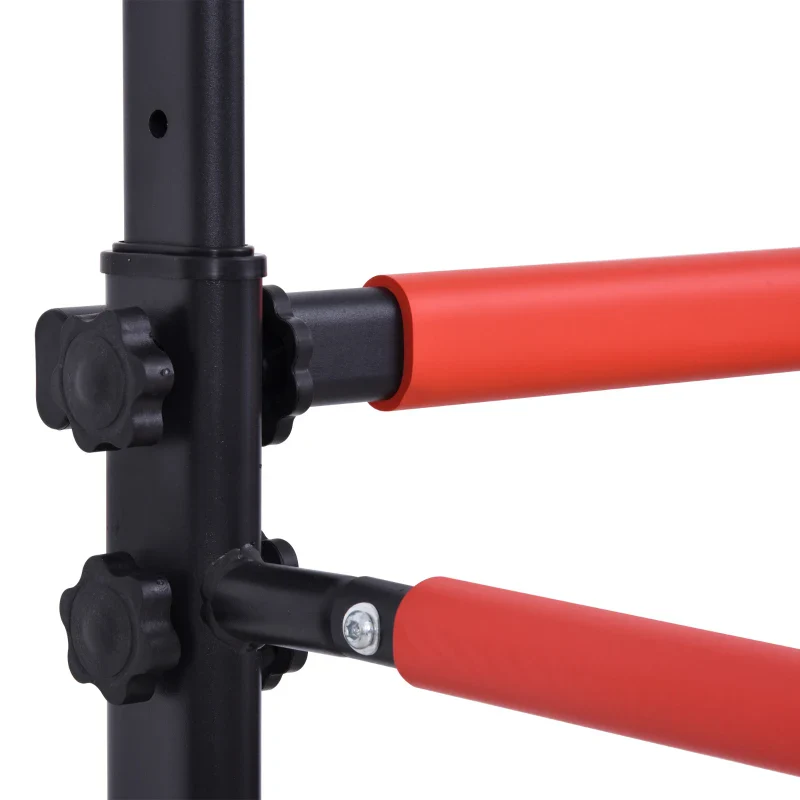 HOMCOM Barra per Trazioni Power Tower Stazione Fitness Multifunzione con Altezza Regolabile 171-219cm Nero Rosso - Image 10
