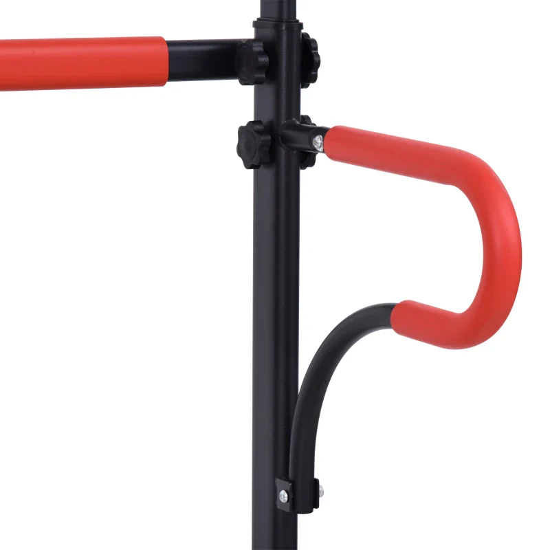 HOMCOM Barra per Trazioni Power Tower Stazione Fitness Multifunzione con Altezza Regolabile 171-219cm Nero Rosso - Image 8