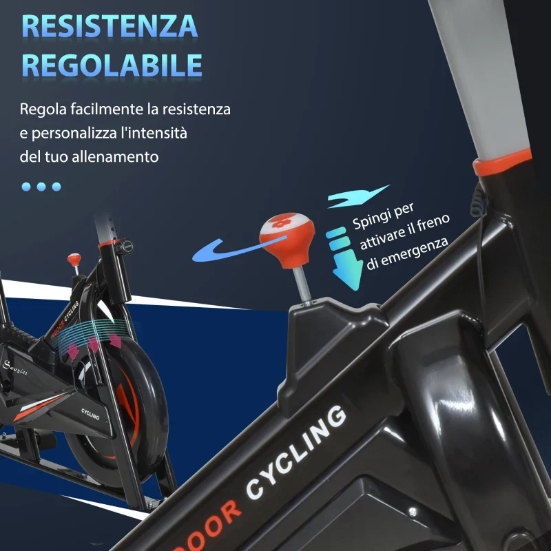 HOMCOM Cyclette da Casa per Allenamento in Acciaio Nero, Cyclette Professionale da Seduti Capacità 120 kg con Supporto per Cellulare, Monitor LCD, Manubrio e Resistenza Regolabile, Volano 10kg - Image 4