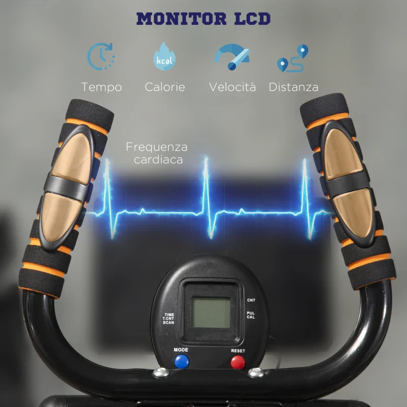 HOMCOM Cyclette Ellittica con 4 Livelli di Resistenza, Monitor LCD e 2 Ruote, in Acciaio e ABS, 90x62x150 cm, Nero - Image 5