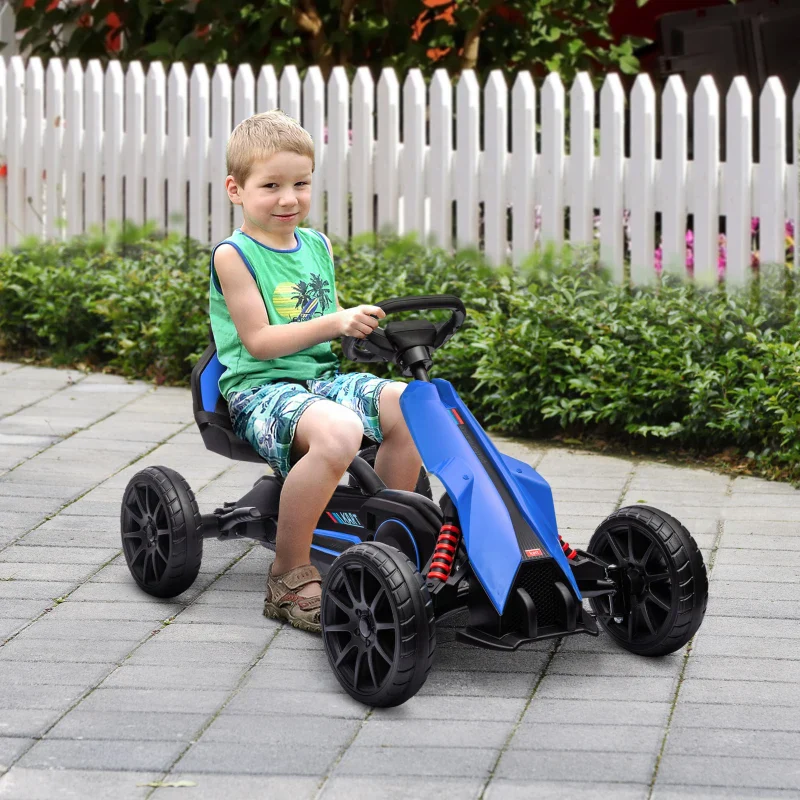 HOMCOM Go Kart a Pedali per Bambini 3-8 Anni con Sedile Regolabile e Ruote in EVA, 100x58x58.5 cm, Blu - Image 2