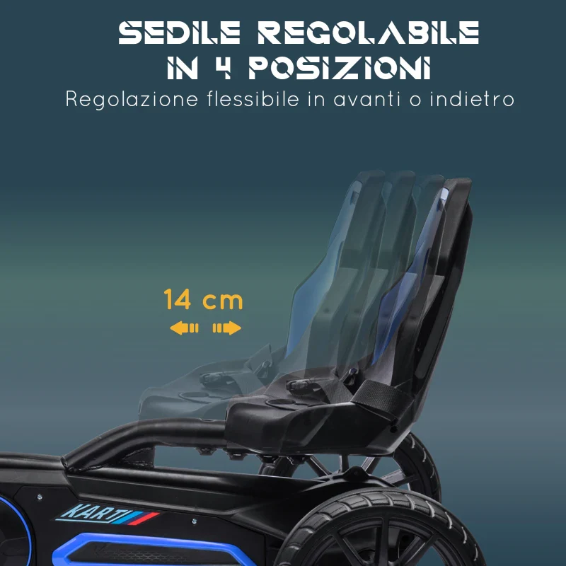 HOMCOM Go Kart a Pedali per Bambini 3-8 Anni con Sedile Regolabile e Ruote in EVA, 100x58x58.5 cm, Blu - Image 3
