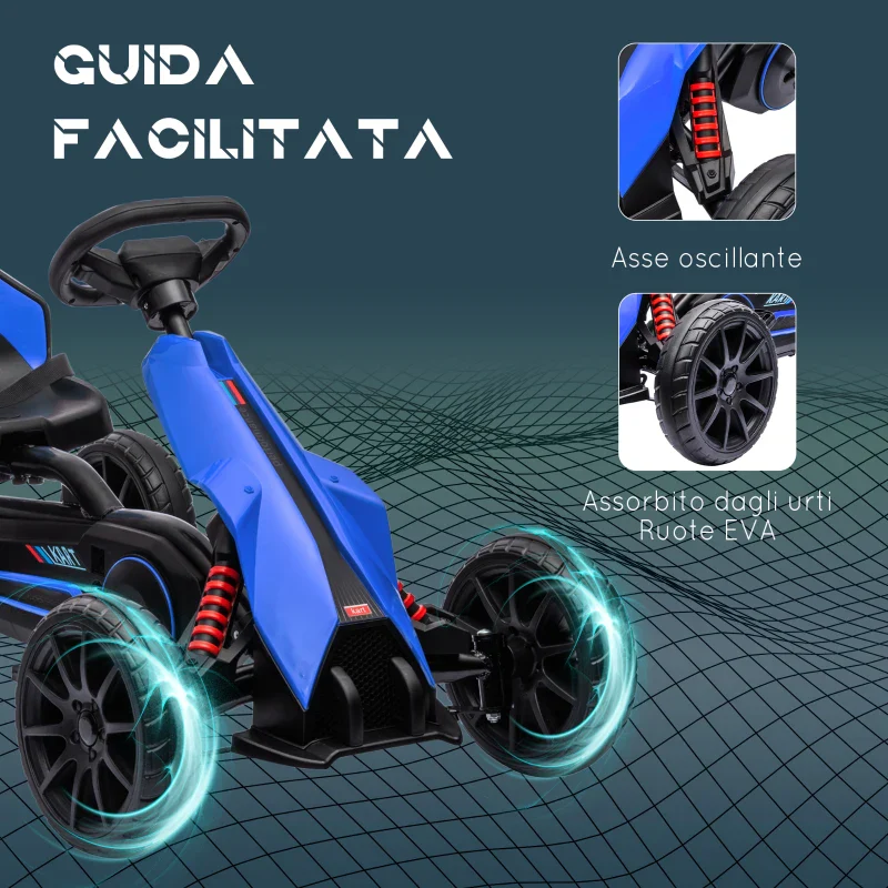 HOMCOM Go Kart a Pedali per Bambini 3-8 Anni con Sedile Regolabile e Ruote in EVA, 100x58x58.5 cm, Blu - Image 5