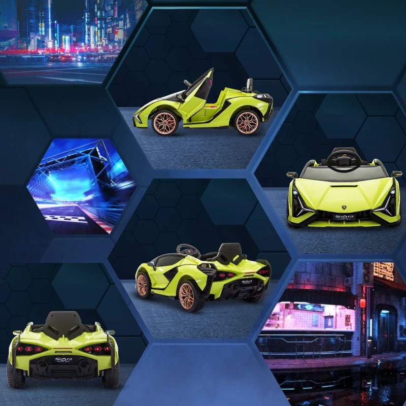 HOMCOM Lamborghini Macchina Elettrica per Bambini 12V con Fari e Musica, Telecomando e Velocità 3-5km/h, Età 3-5 Anni, 108x62x40cm, Verde - Image 5