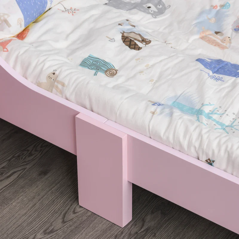 HOMCOM Letto per Bambini con Bordi Rialzati e 6 Gambe in Legno per Cameretta, Lettino per Bimbi da 3-6 Anni, 143x73x60cm, Rosa - Image 10