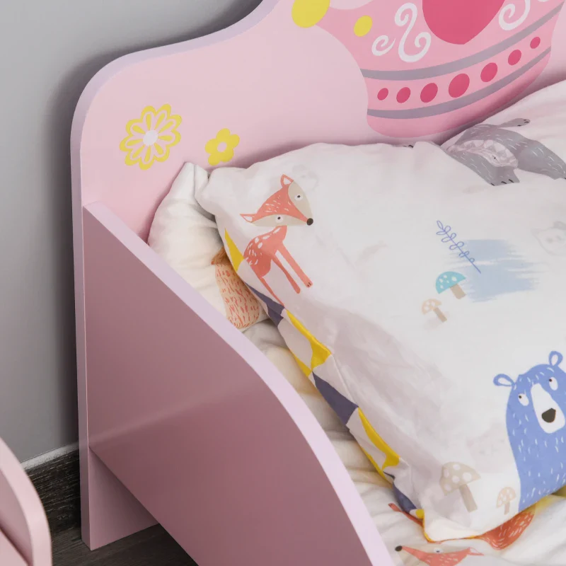 HOMCOM Letto per Bambini con Bordi Rialzati e 6 Gambe in Legno per Cameretta, Lettino per Bimbi da 3-6 Anni, 143x73x60cm, Rosa - Image 8