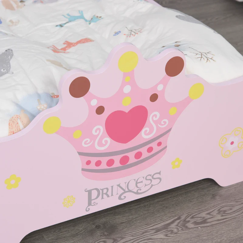 HOMCOM Letto per Bambini con Bordi Rialzati e 6 Gambe in Legno per Cameretta, Lettino per Bimbi da 3-6 Anni, 143x73x60cm, Rosa - Image 9
