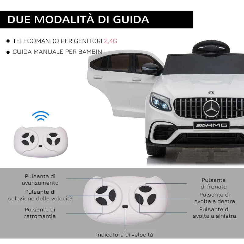 HOMCOM Macchina Elettrica per Bambini 3-5 Anni Mercedes con Cintura di Sicurezza e Telecomando, Bianco - Image 4