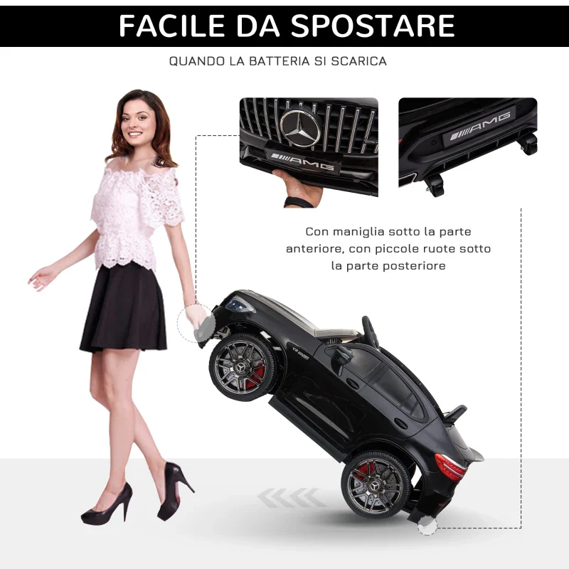 HOMCOM Macchina Elettrica per Bambini 3-5 Anni Mercedes con Cintura di Sicurezza e Telecomando, Nero - Image 3