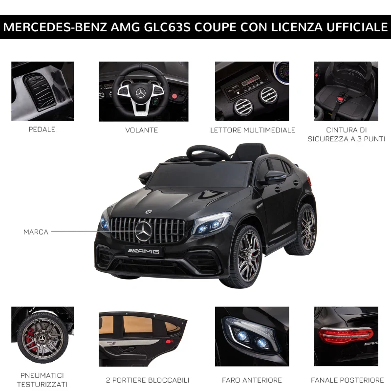 HOMCOM Macchina Elettrica per Bambini 3-5 Anni Mercedes con Cintura di Sicurezza e Telecomando, Nero - Image 4