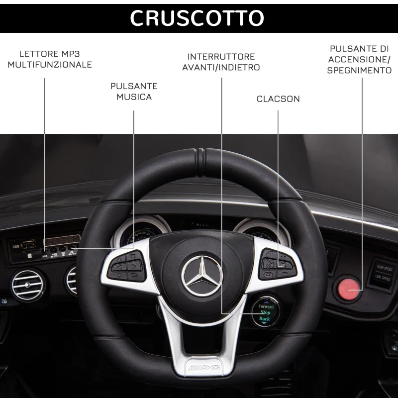 HOMCOM Macchina Elettrica per Bambini 3-5 Anni Mercedes con Cintura di Sicurezza e Telecomando, Nero - Image 6