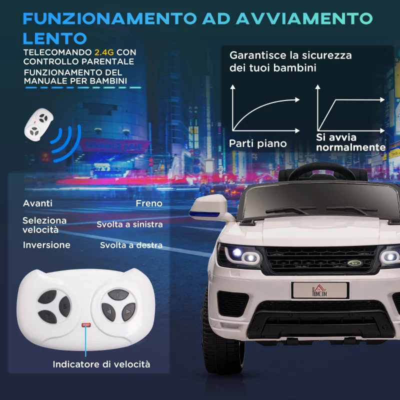 HOMCOM Macchina Elettrica per Bambini 3-6 Anni con Telecomando, Luci LED e Clacson, in PP e Metallo, 110x68x52 cm, Bianco - Image 7
