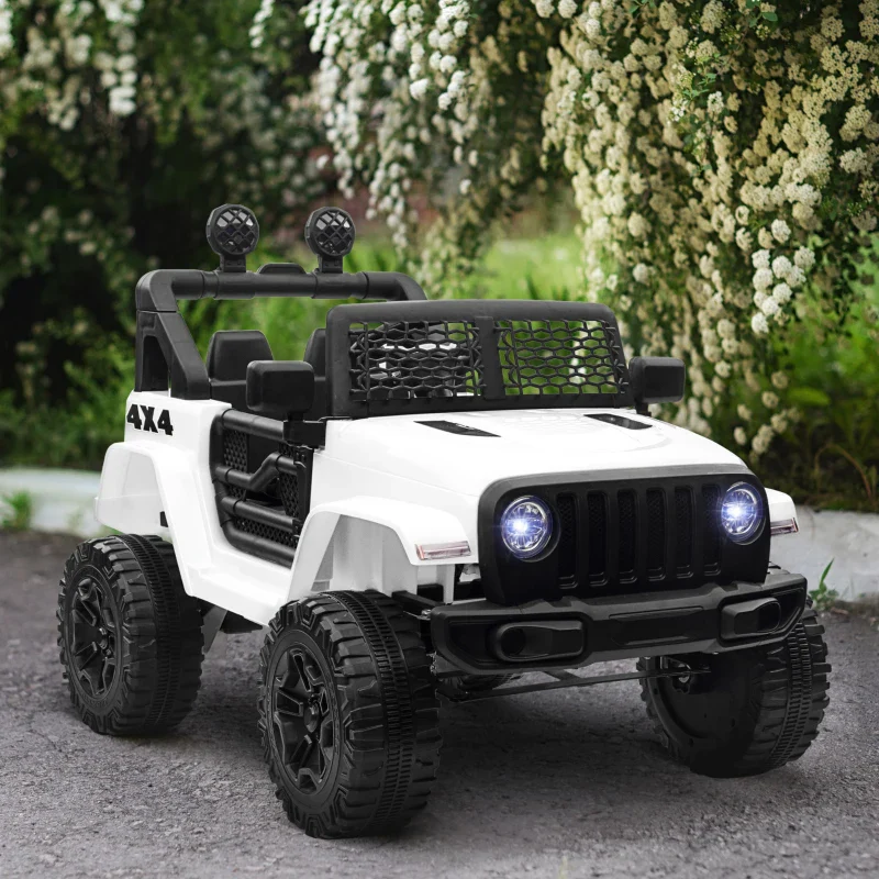 HOMCOM Macchina Elettrica per Bambini Jeep Fuoristrada con Telecomando e 2 Velocità, 100x65x72 cm, Bianco - Image 2