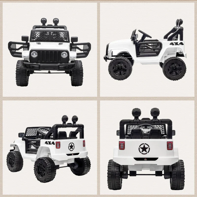 HOMCOM Macchina Elettrica per Bambini Jeep Fuoristrada con Telecomando e 2 Velocità, 100x65x72 cm, Bianco - Image 6
