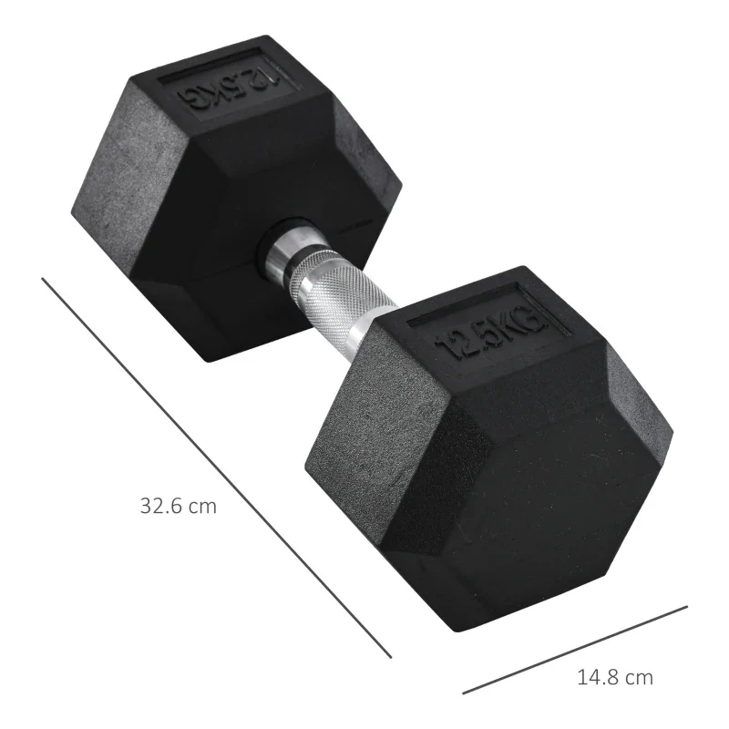 HOMCOM Manubrio da 12.5 kg Esagonale Singolo con Impugnatura Zigrinata Antiscivolo, Nero - Image 3