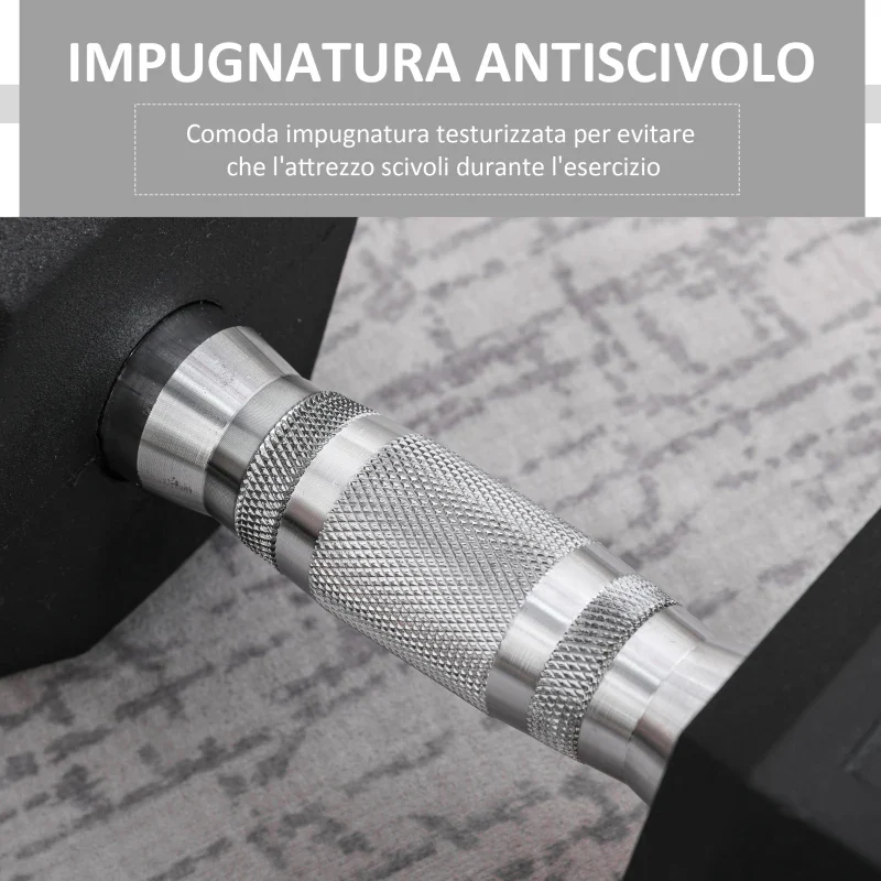 HOMCOM Manubrio da 12.5 kg Esagonale Singolo con Impugnatura Zigrinata Antiscivolo, Nero - Image 5