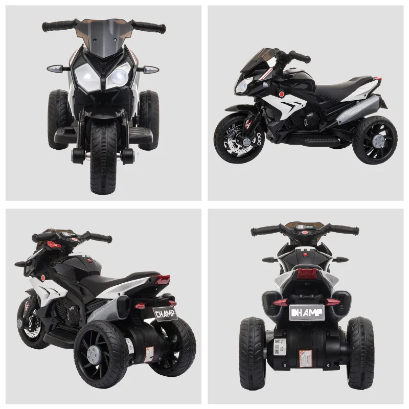 HOMCOM Moto Elettrica per Bambini 3-5 Anni Max. 25kg con Luci, Musica, Batteria 6V e Velocità 3km/h, 86cmx42cmx52cm Nera - Image 7