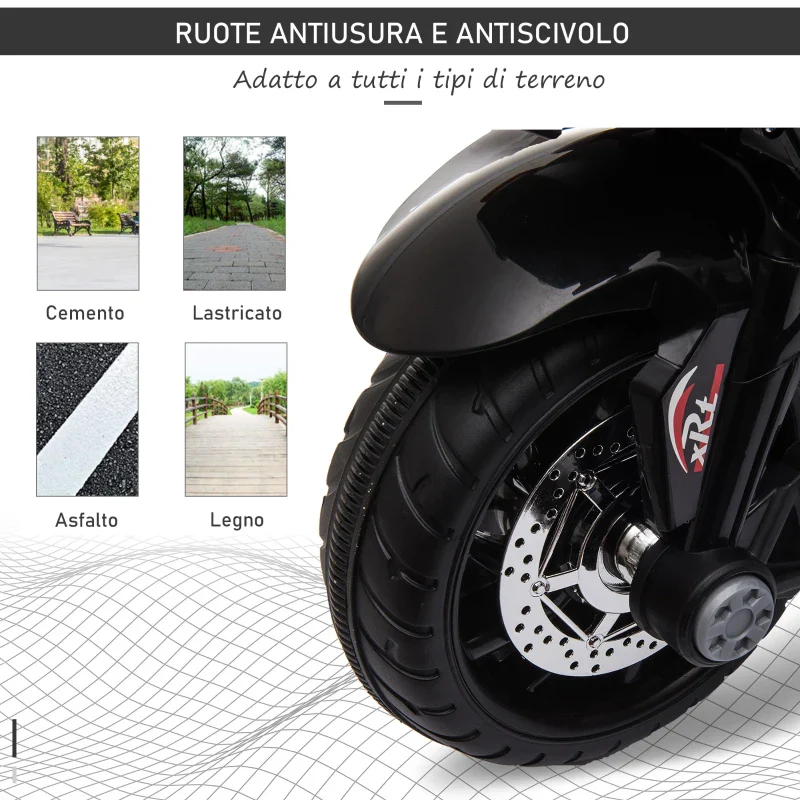 HOMCOM Moto Elettrica per Bambini 3-5 Anni Max. 25kg con Luci, Musica, Batteria 6V e Velocità 3km/h, 86cmx42cmx52cm Nera - Image 8