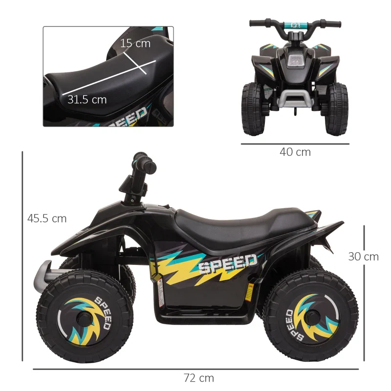 HOMCOM Quad Elettrico per Bambini 18-36 Mesi con Batteria Ricaricabile da 6V, 72x40x45.5 cm, Nero - Image 3