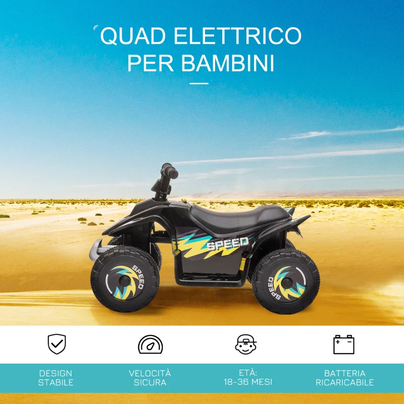 HOMCOM Quad Elettrico per Bambini 18-36 Mesi con Batteria Ricaricabile da 6V, 72x40x45.5 cm, Nero - Image 4