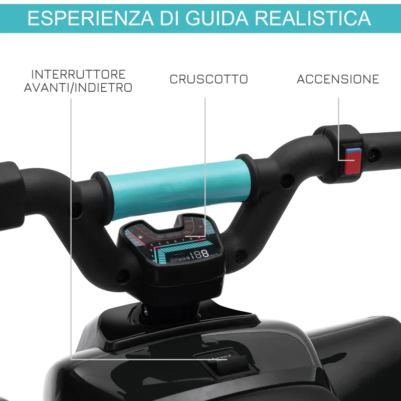 HOMCOM Quad Elettrico per Bambini 18-36 Mesi con Batteria Ricaricabile da 6V, 72x40x45.5 cm, Nero - Image 6