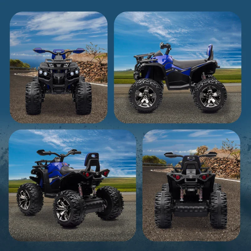 HOMCOM Quad Elettrico per Bambini 3-5 Anni a 12V con Fari e Pedale, in PP e Metallo 100x65x73 cm, Blu - Image 6