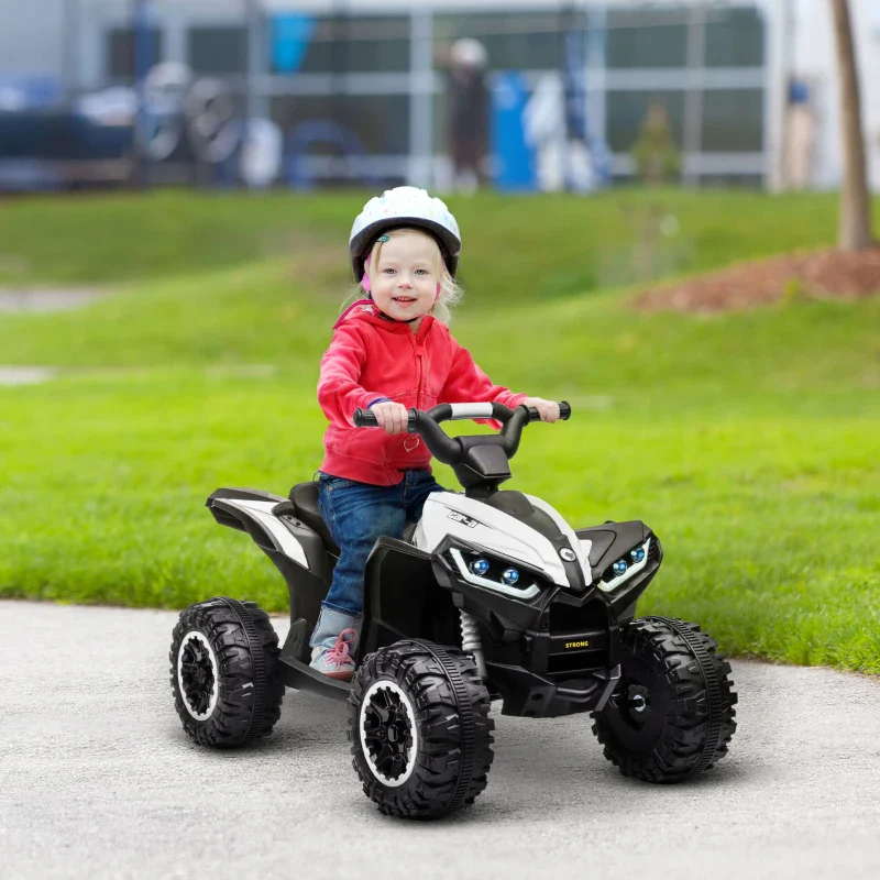 HOMCOM Quad per Bambini 3-5 Anni Elettrico 12V, 2 Velocità, Ruote Larghe con Clacson e Fari LED, Bianco - Image 2