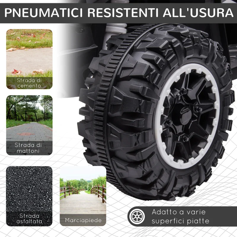 HOMCOM Quad per Bambini 3-5 Anni Elettrico 12V, 2 Velocità, Ruote Larghe con Clacson e Fari LED, Bianco - Image 5