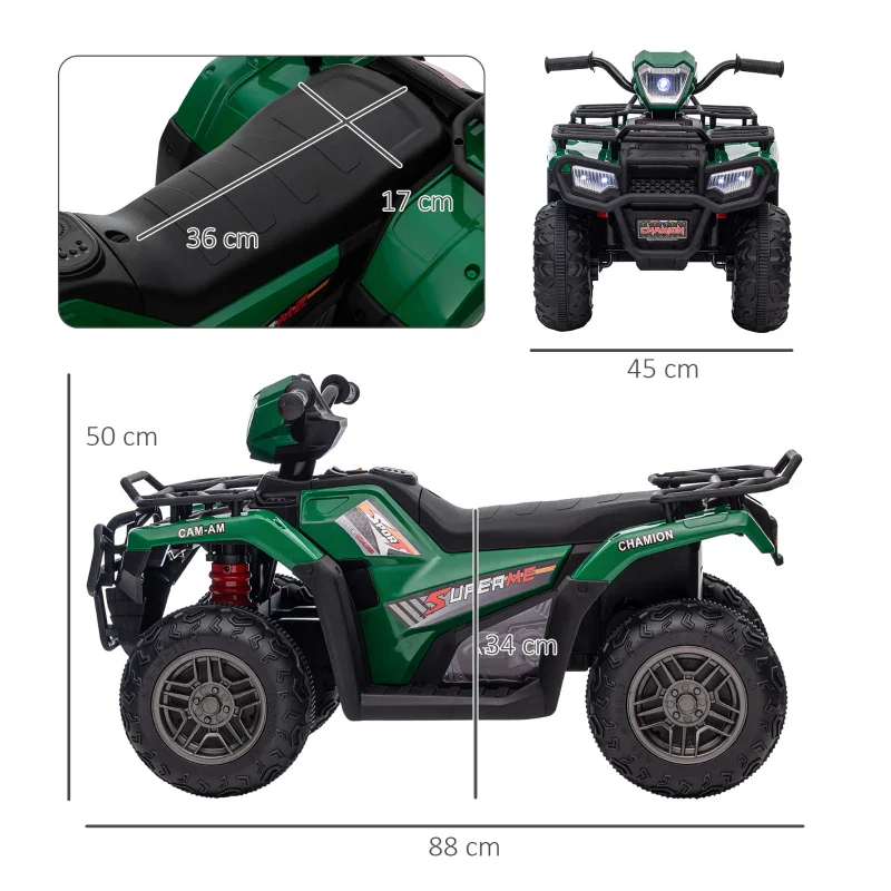 HOMCOM Quad per Bambini 3-6 Anni con 3 Luci LED, Velocità max 4km/h e 50 Minuti max di Carica, 88x45x50 cm - Image 3