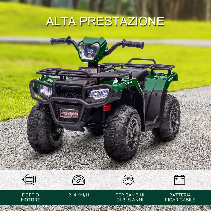 HOMCOM Quad per Bambini 3-6 Anni con 3 Luci LED, Velocità max 4km/h e 50 Minuti max di Carica, 88x45x50 cm - Image 5