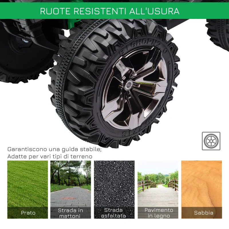 HOMCOM Quad per Bambini Elettrico 12V con Fari e Batteria Ricaricabile, Età 3-5 Anni, 100x65x73cm, Verde - Image 5